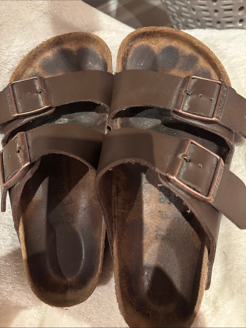 Birkenstock Brown Two-Strap Buckle Sandals in 37